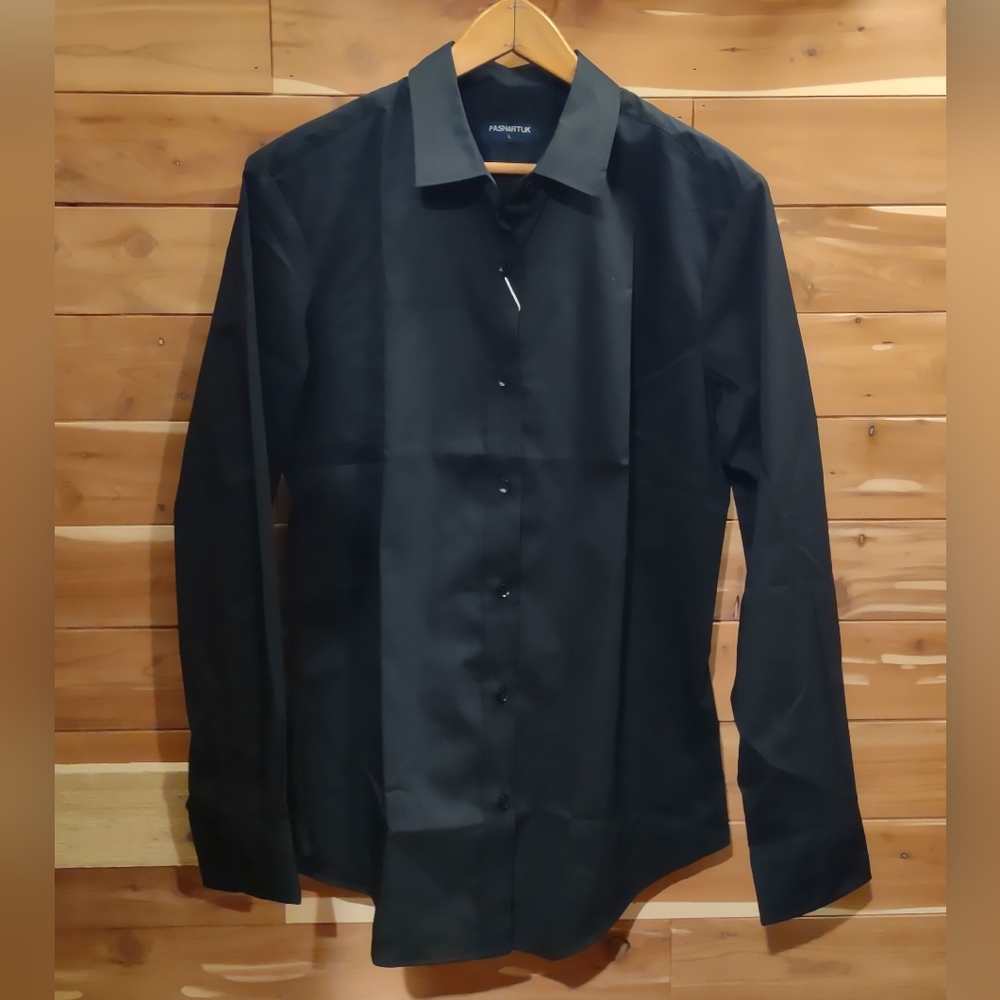 Pashartuk NWT black button down shirt size L
